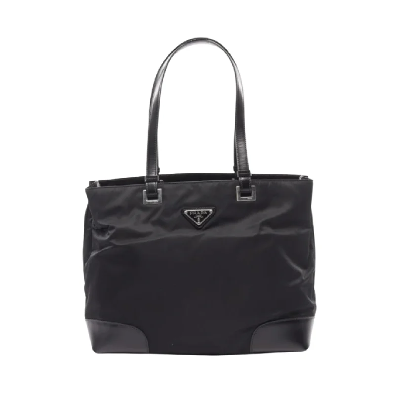 Prada Tessuto Acciaio Tote Bag, Nylon & Leather, Black