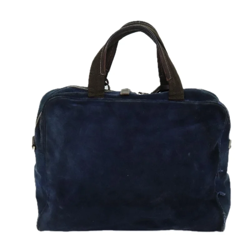 PRADA Hand Bag Suede Navy  bs13802