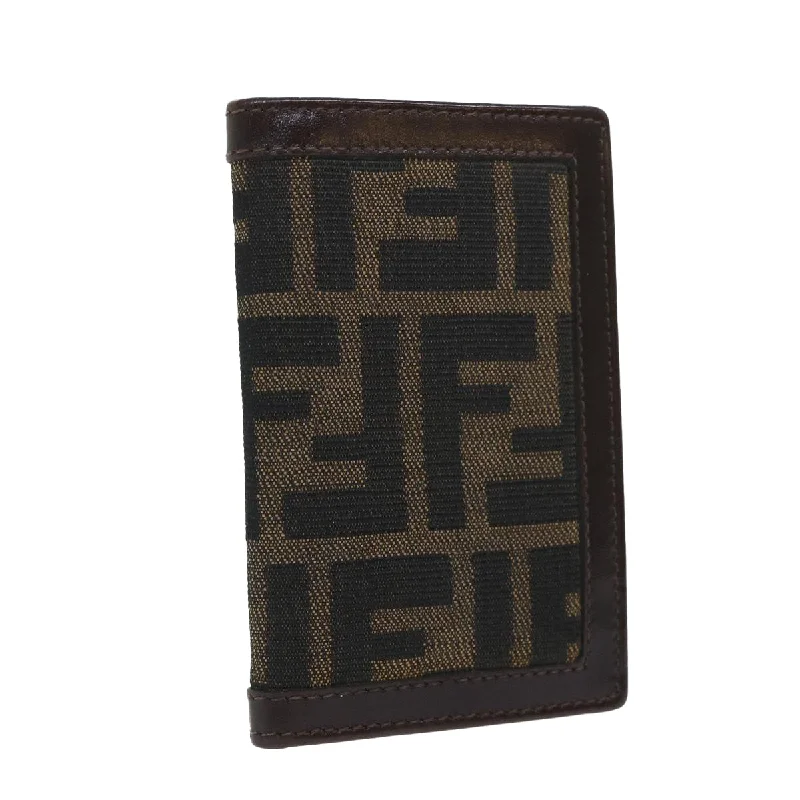 FENDI Zucca Canvas Card Case Black Brown  yk8552