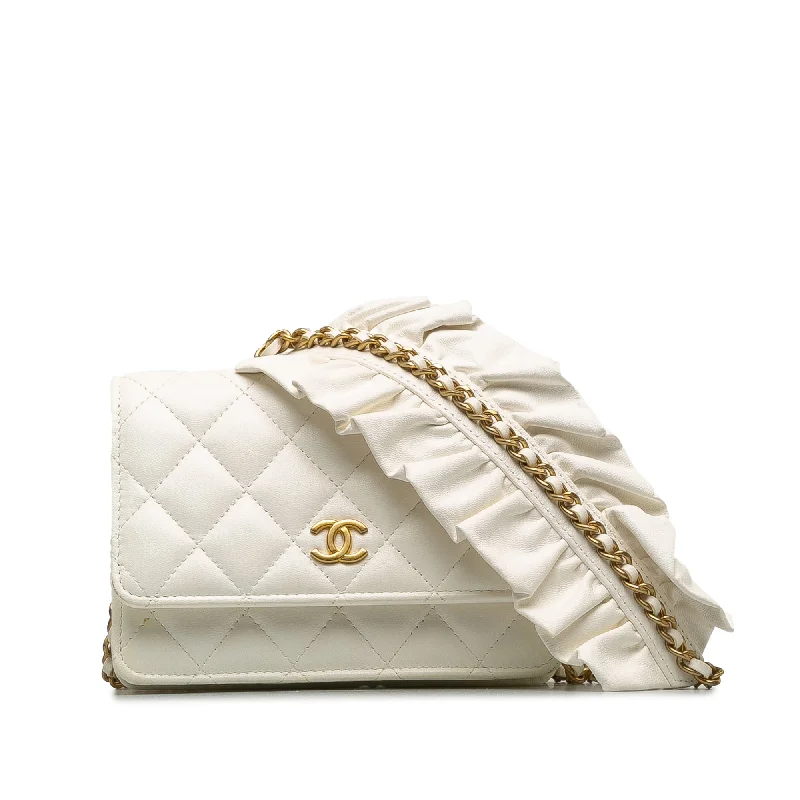 White Chanel Romance Lambskin Wallet On Chain Crossbody Bag