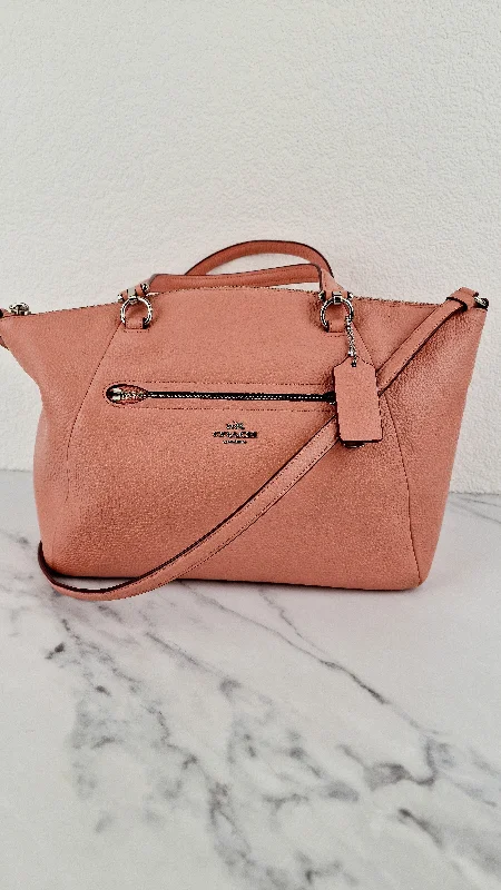 Coach Prairie Satchel in Peony Pink Pebble Leather - Zip Top Handbag - Coach 34340