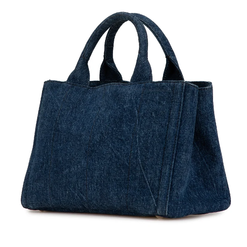 Blue Prada Canapa Denim Bijoux Satchel