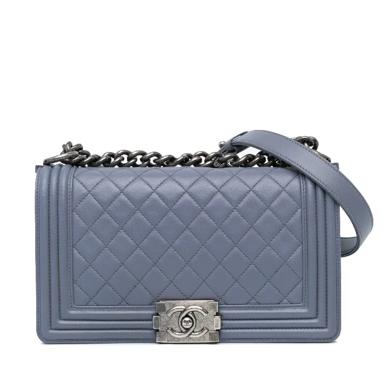 Purple Chanel Medium Lambskin Boy Flap Crossbody Bag