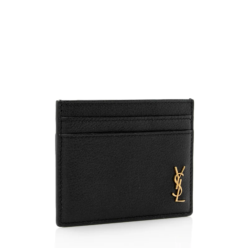 Saint Laurent Calfskin Monogram Tiny Cassandre Card Case XxCMHH