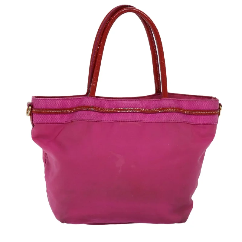 PRADA Hand Bag Nylon Pink Red  75823