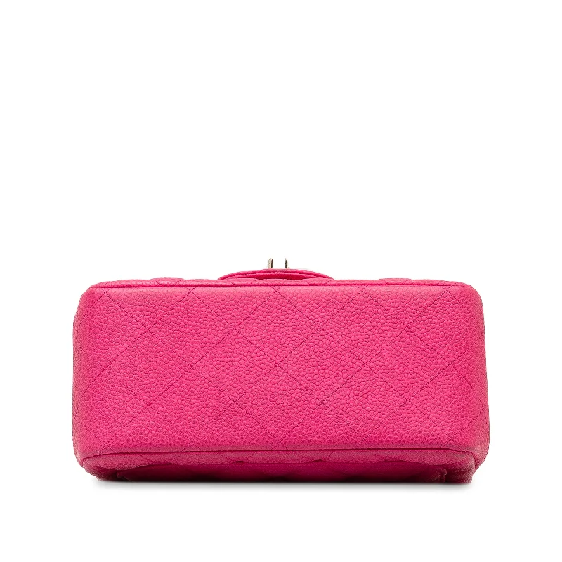 Pink Chanel Mini Square Classic Caviar Single Flap Shoulder Bag