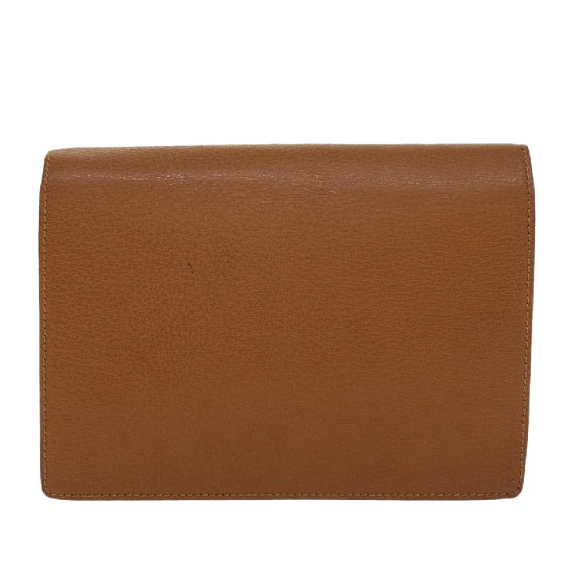 GUCCI Clutch Bag Leather Brown  ep904