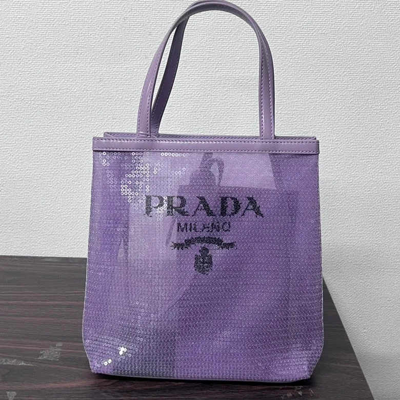 Prada Small Sequined Mesh Tote Bag With Pouch