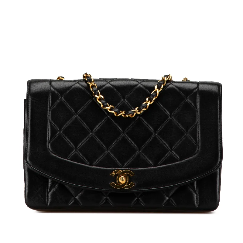 Black Chanel Medium Lambskin Diana Flap Crossbody Bag