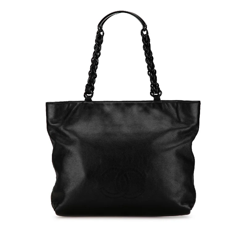 Black Chanel CC Lambskin Chain Tote