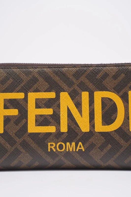 Fendi Zip Around Wallet Zucca Print / Yellow Canvas