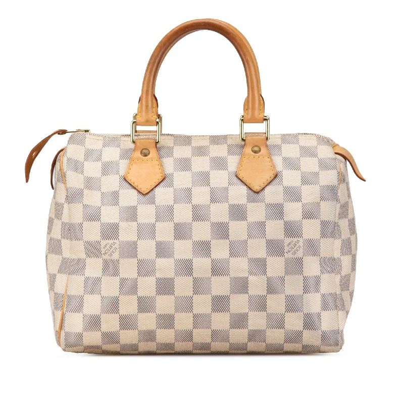 White Louis Vuitton Damier Azur Speedy 25 Boston Bag