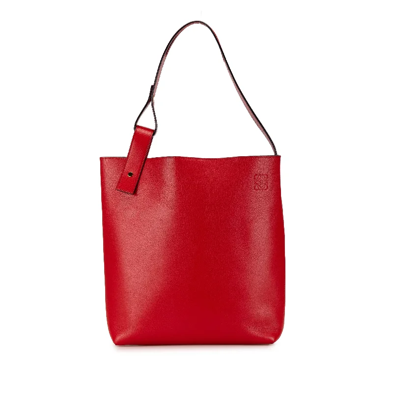 Red LOEWE Leather Asymmetric Tote