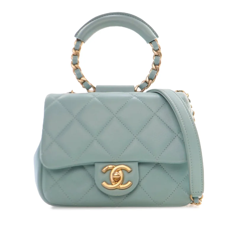 Blue Chanel Mini Lambskin In The Loop Flap Satchel