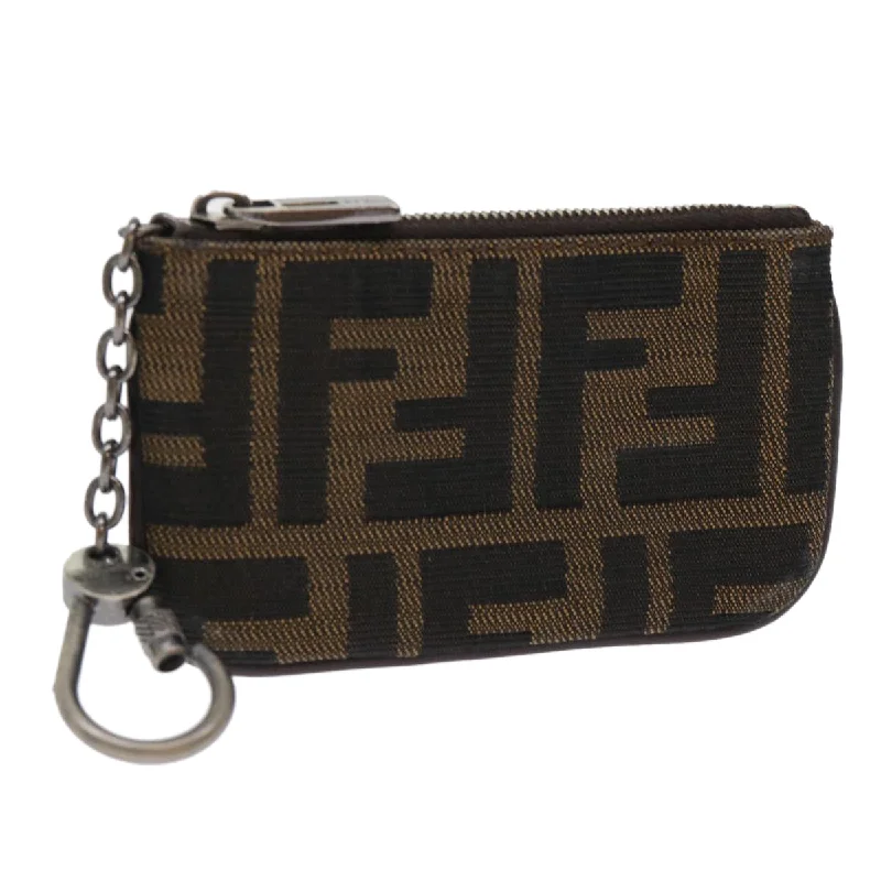 FENDI Zucca Canvas Coin Purse Black Brown  yk8340