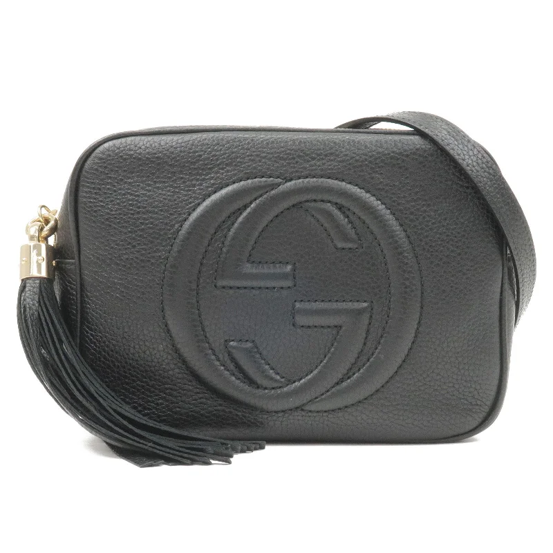 GUCCI SOHO Small Disco Leather Shoulder Bag Black 308364