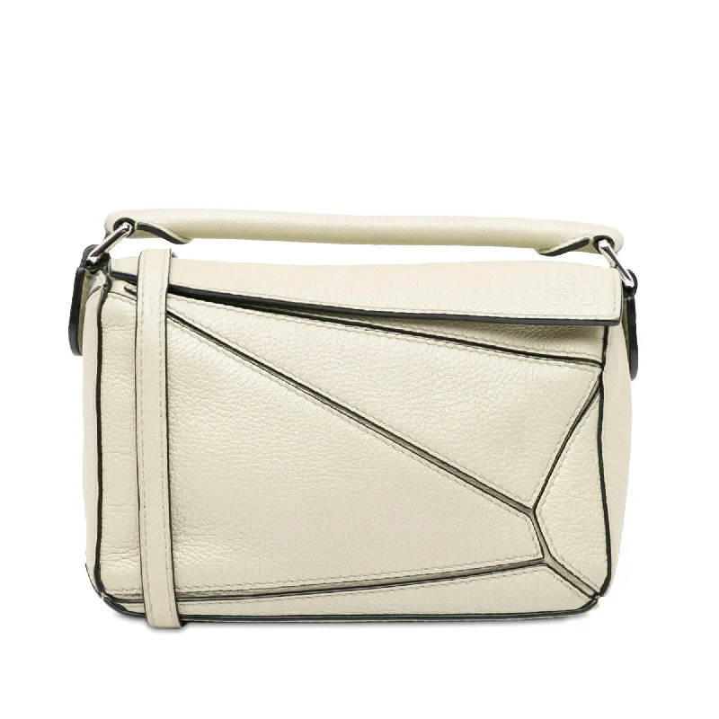 White LOEWE Mini Puzzle Satchel