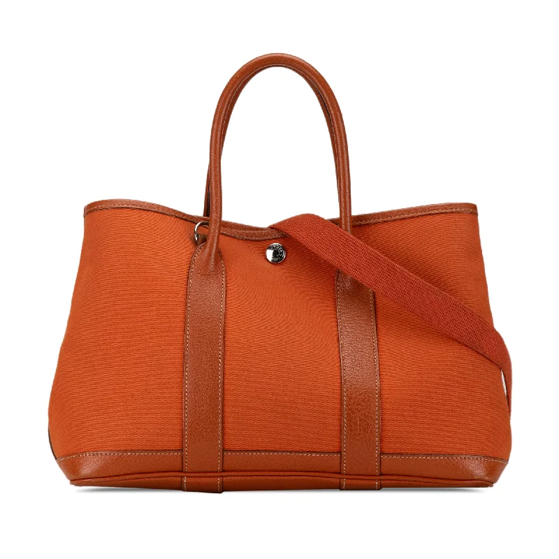 Orange Hermès Toile and Negonda Garden Party 30 Satchel