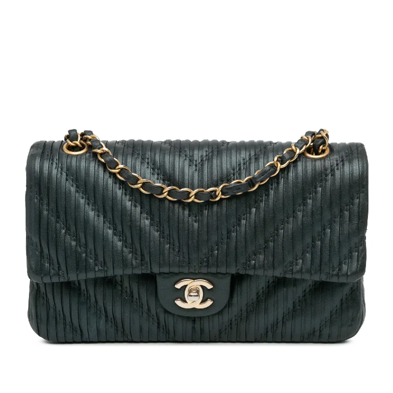 Blue Chanel Medium Calfskin Coco Pleats Double Flap Crossbody Bag