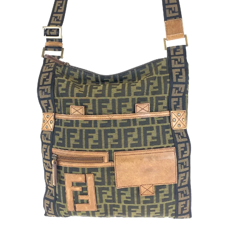 Fendi Zucca Canvas Flat Messenger Bag - '10s