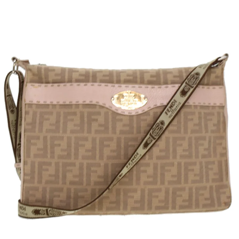 FENDI Zucca Canvas Celeria Shoulder Bag Beige  yk7228