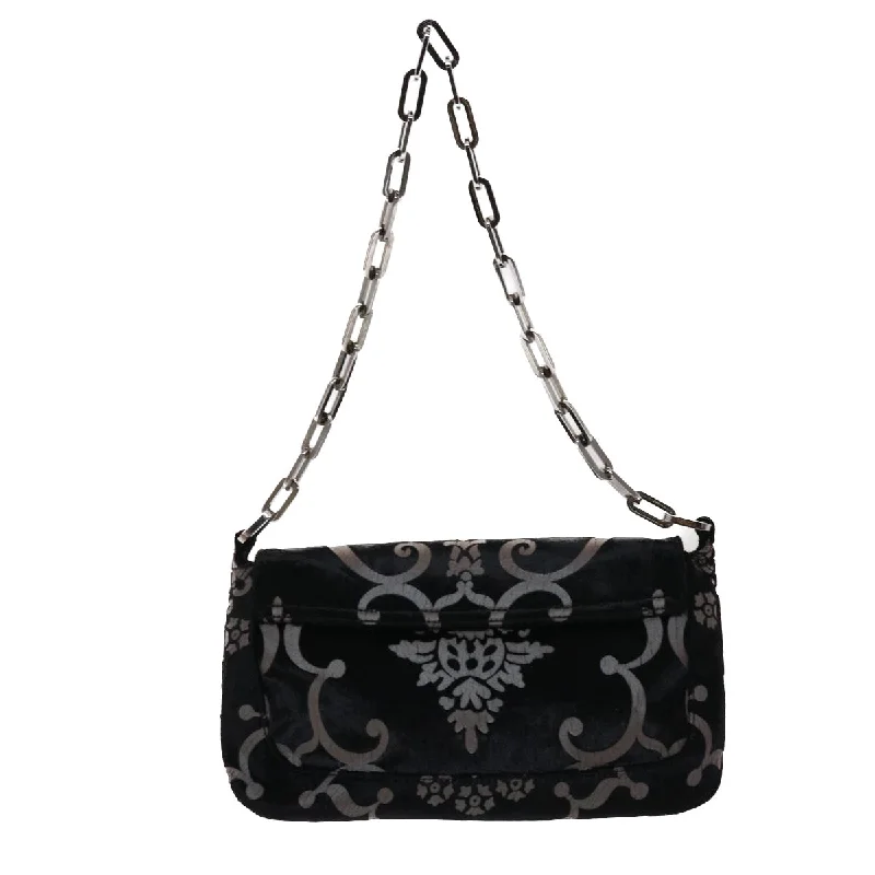 Gucci Chain Shoulder Bag Velor Black 0013829  am4747