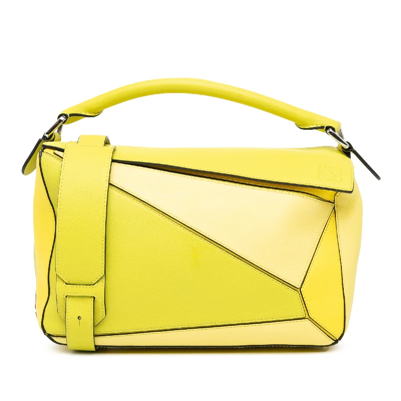 Yellow LOEWE Medium Puzzle Bag Satchel