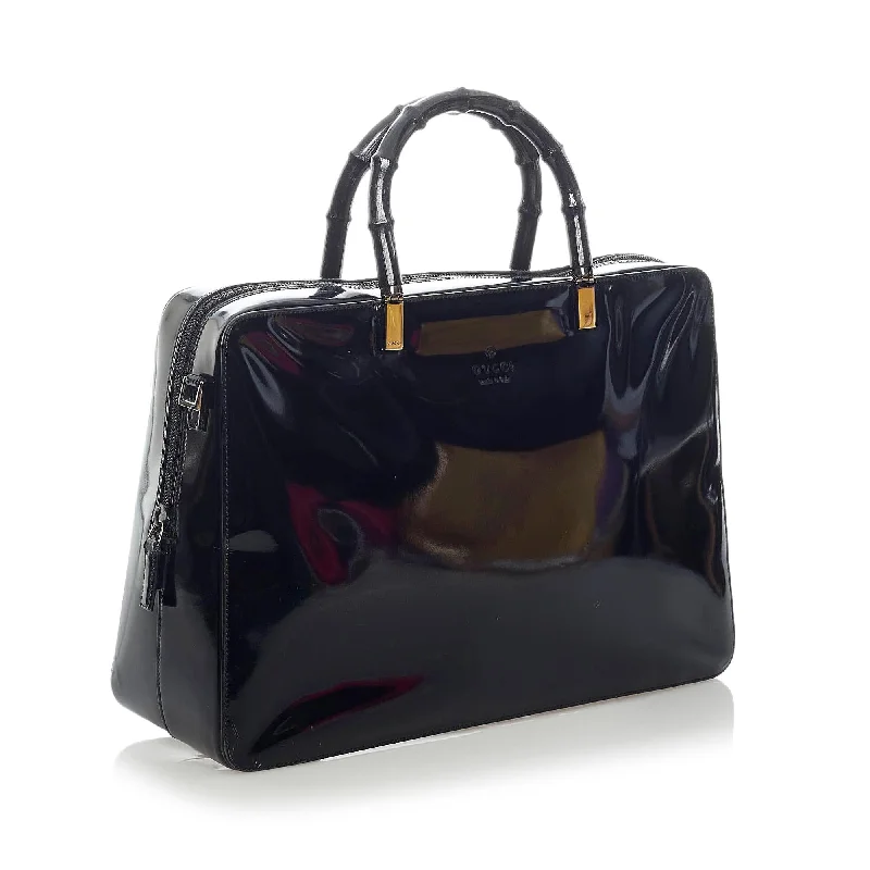 Gucci Bamboo Patent Leather Satchel (33474)