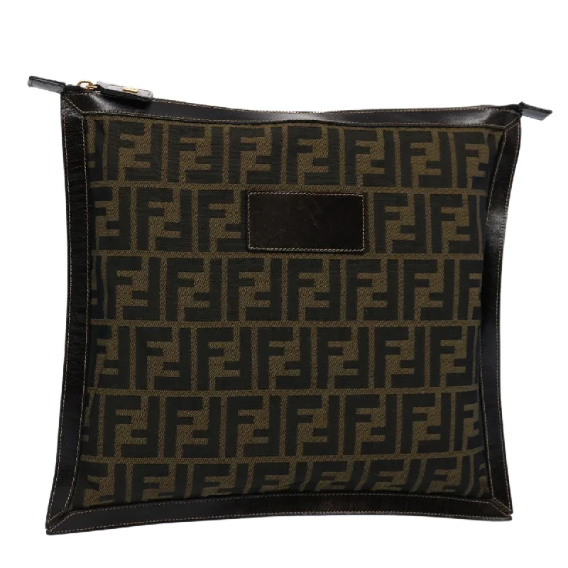 FENDI Zucca Canvas Clutch Bag Brown  yk9827