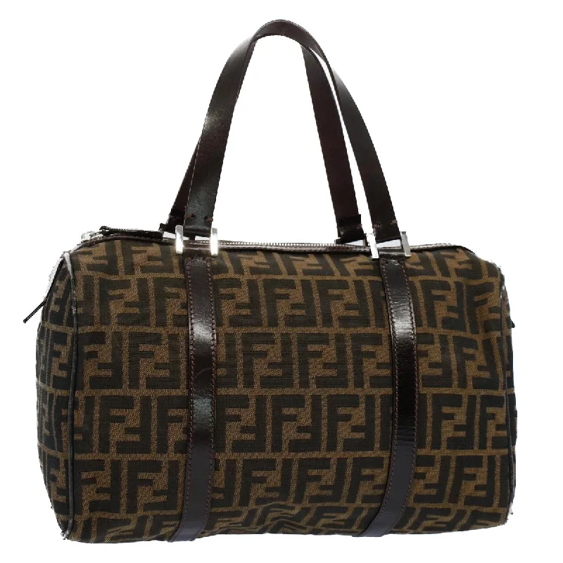 FENDI Zucca Canvas Boston Bag Leather Black Brown 2119 16327 089  yk9006