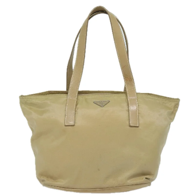 PRADA Hand Bag Nylon Silver Beige  84643