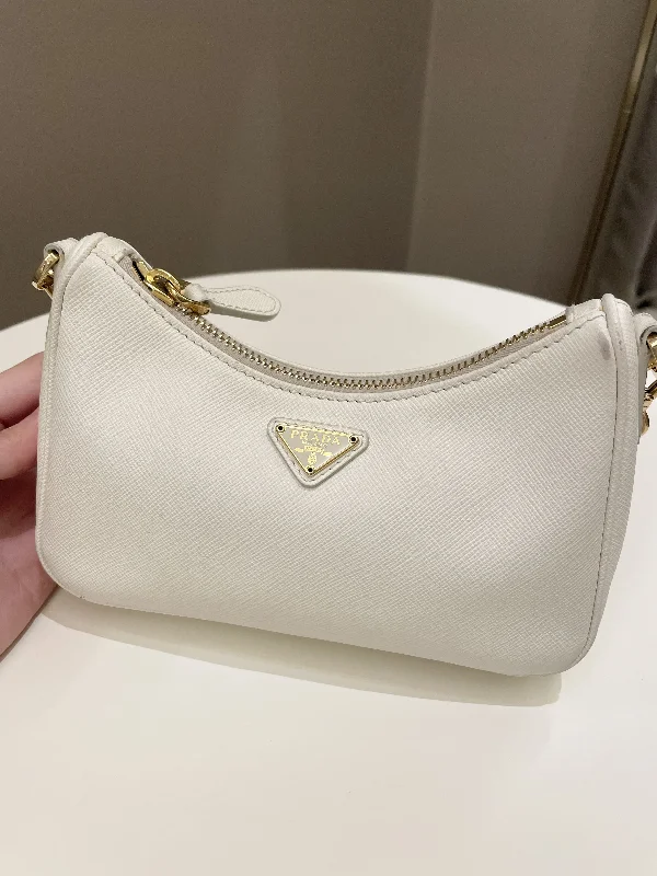 Prada Re-Edition 2005 Shoulder Bag Saffiano Leather White