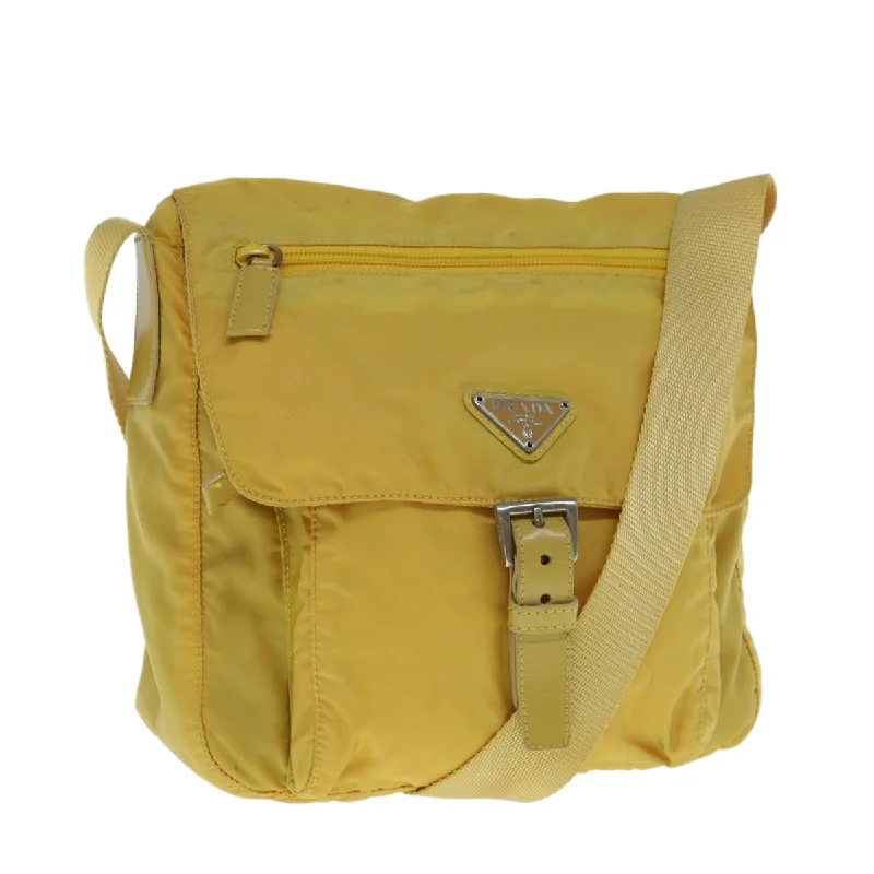 PRADA Shoulder Bag Nylon Yellow Auth ac2531