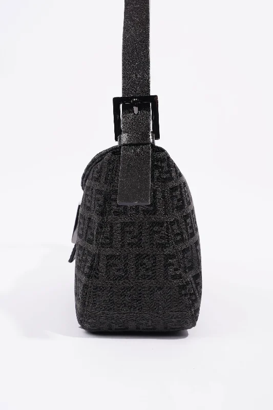 Fendi Zucchino Canvas Shoulder Bag Black Canvas