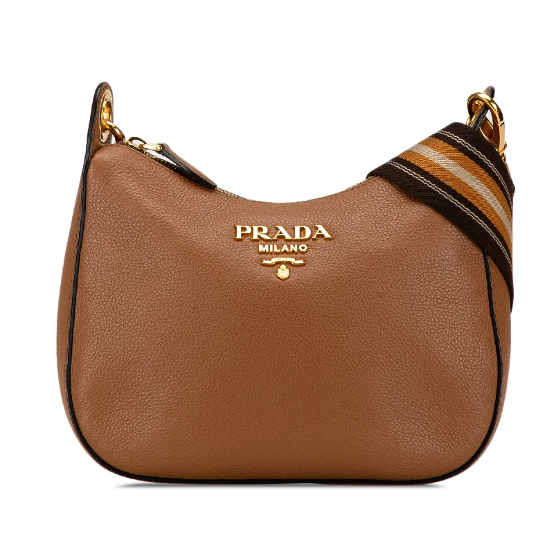 Brown Prada Vitello Phenix Crossbody