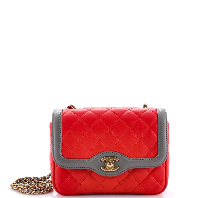 Two Tone Flap Bag Quilted Lambskin Mini