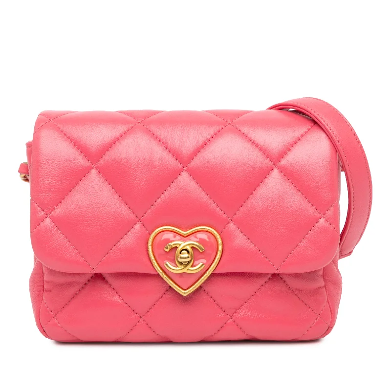 Pink Chanel Mini Quilted Lambskin Plexiglass Coco Love Flap Crossbody Bag