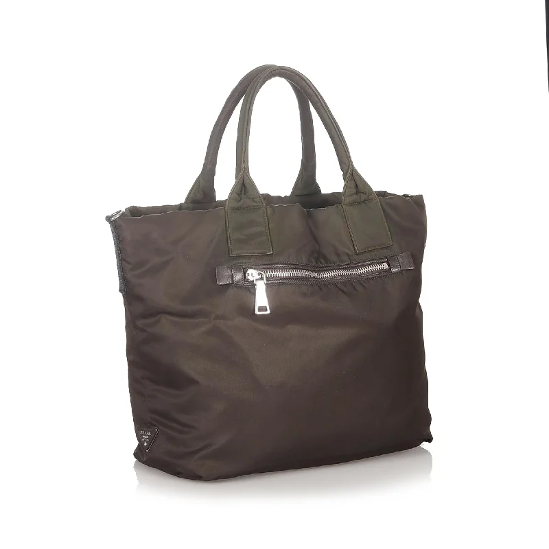 Brown Prada Tessuto Reversible Tote Bag