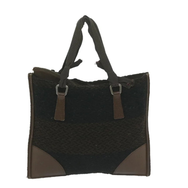 PRADA Hand Bag Wool Brown  65824