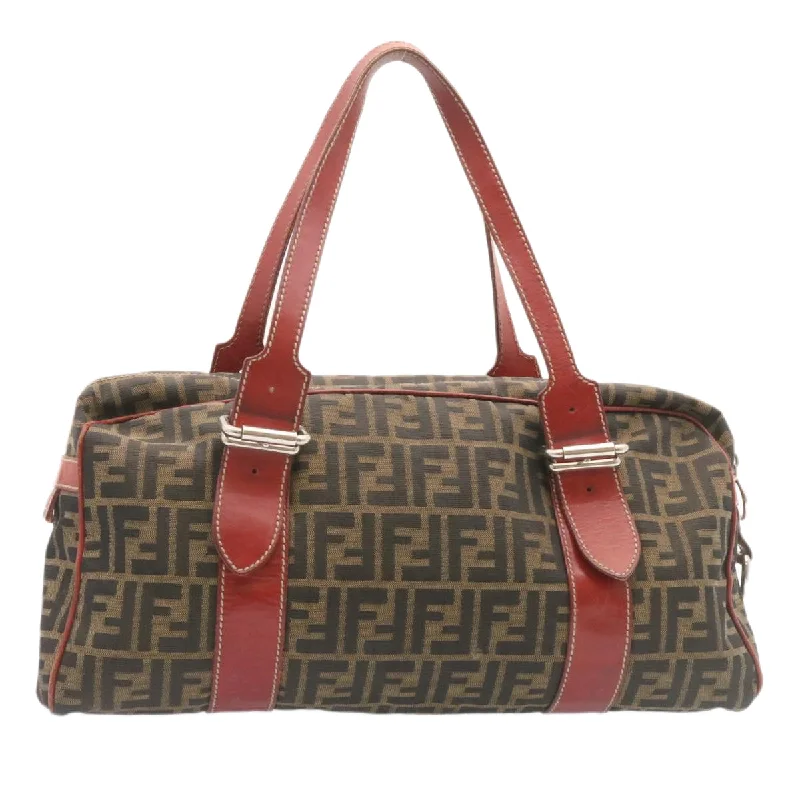 FENDI Zucca Canvas Boston Bag Brown Red  am1732g