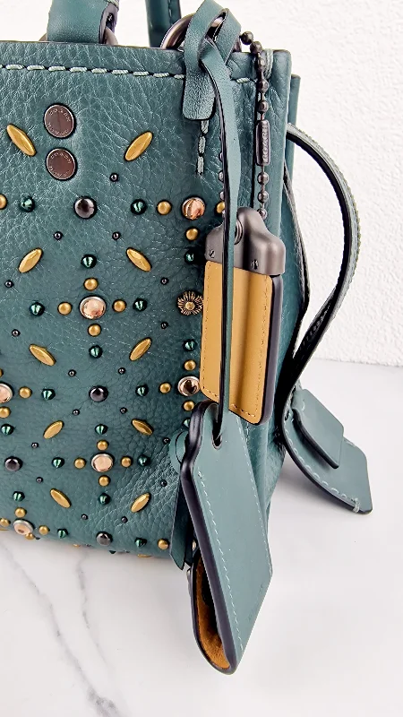 Coach 1941 Rogue 25 in Dark Turquoise With Prairie Rivets Pebble Leather Satchel - Coach 21590