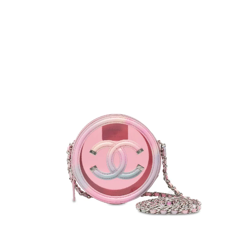 Pink Chanel CC Filigree Transparent Round Crossbody