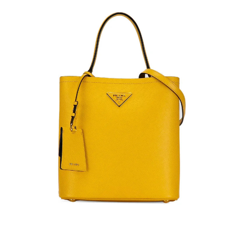 Yellow Prada Medium Saffiano Cuir Panier Satchel