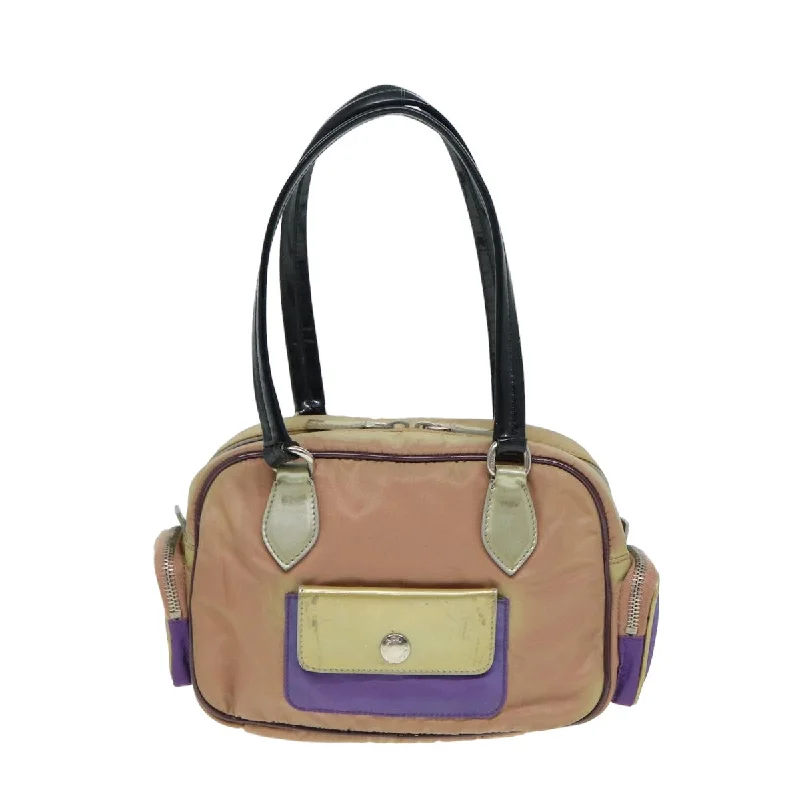 PRADA Hand Bag Nylon Purple Gold  79674