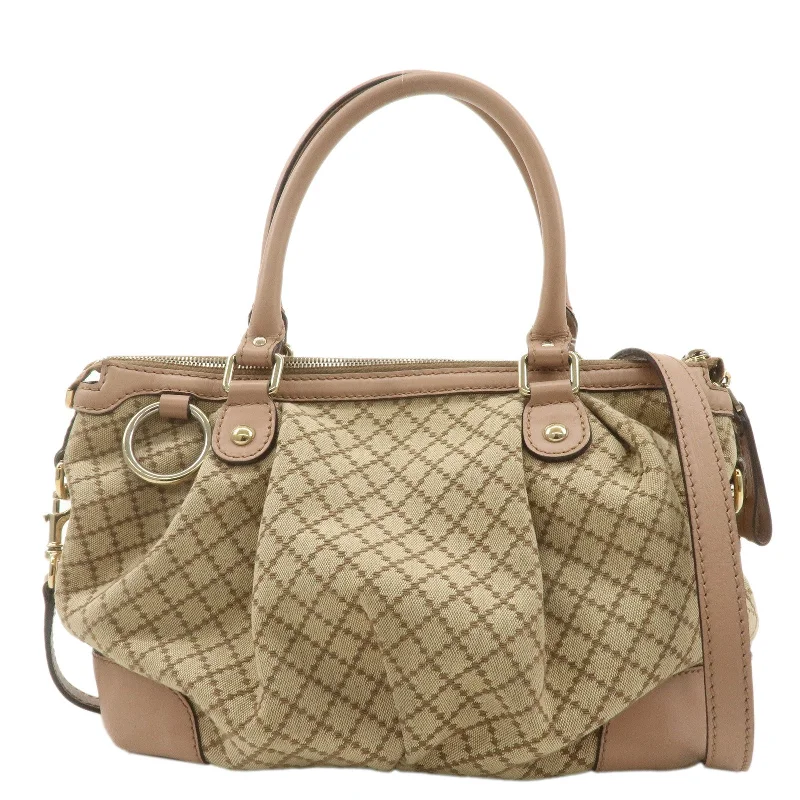 GUCCI Diamante Sukey Canvas Leather 2Way Shoulder Bag 247902