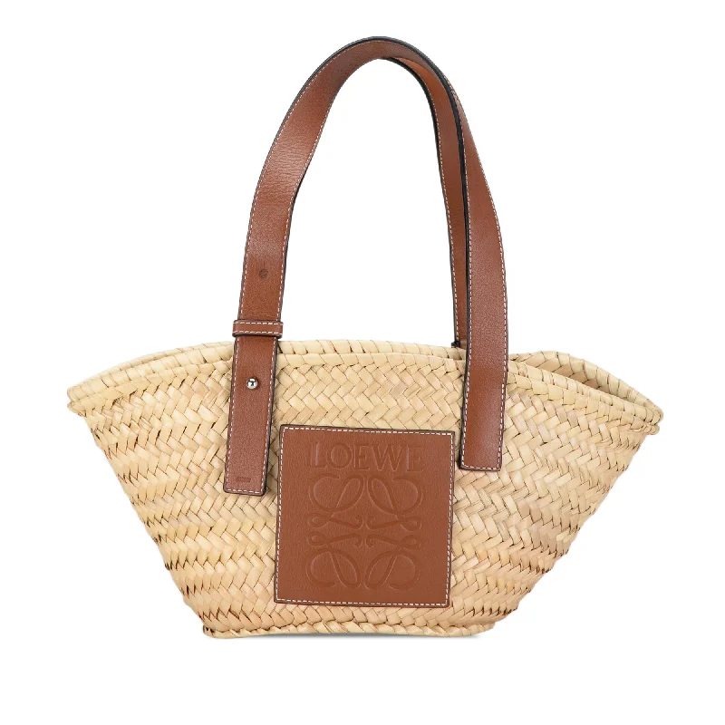 Beige LOEWE Small Raffia Basket Tote