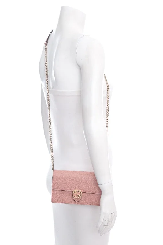 Gucci Pink Leather Interlocking G Cross-Body