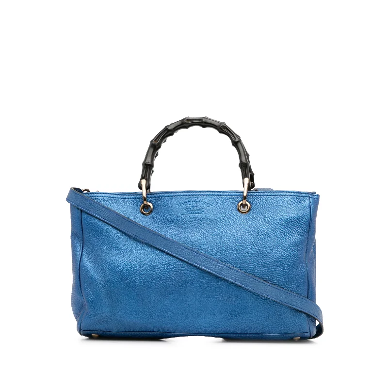 Blue Gucci Medium Bamboo Shopper Satchel