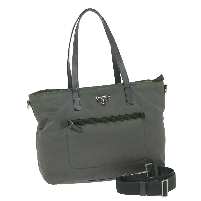 PRADA Tote Bag Nylon 2way Gray Auth bs10723