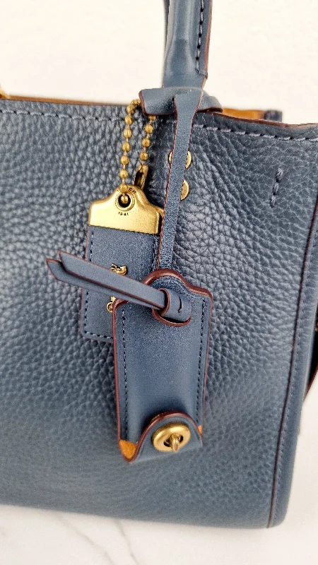 Coach 1941 Rogue 25 in Dark Denim Blue Shoulder Bag Handbag Navy Pebble Leather - Coach 54536